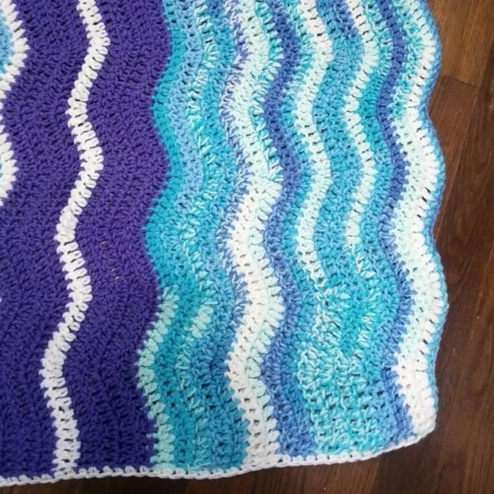 Hand Made Crochet Lapghan Afghan Wheelchair Essential Lap Blanket Baby Cerulean